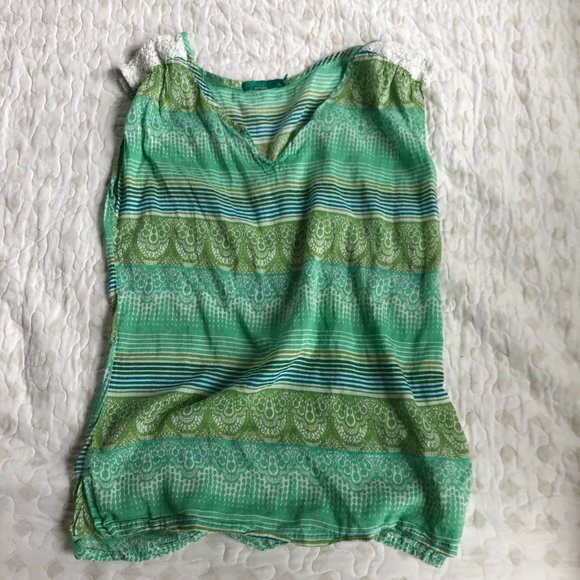 Prana Green Paisley Sleeveless Blouse - Picture 2 of 6